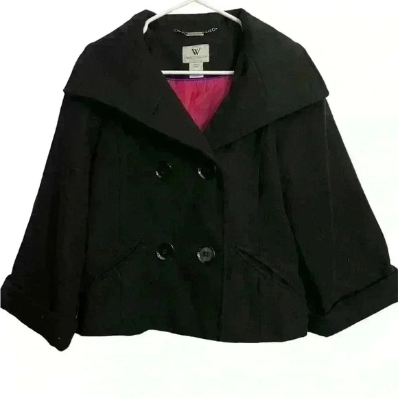 Worthington black,‎ double breasted swing coat. Size small - Picture 1 of 7
